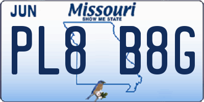 MO license plate PL8B8G