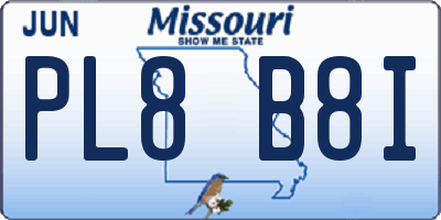MO license plate PL8B8I