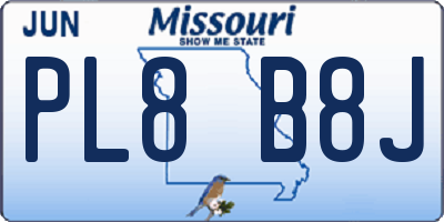 MO license plate PL8B8J