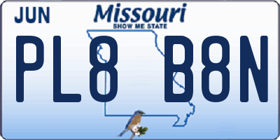 MO license plate PL8B8N