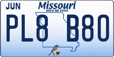 MO license plate PL8B8O