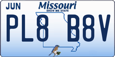 MO license plate PL8B8V