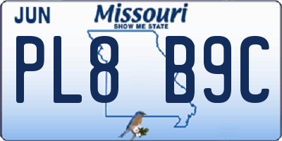 MO license plate PL8B9C