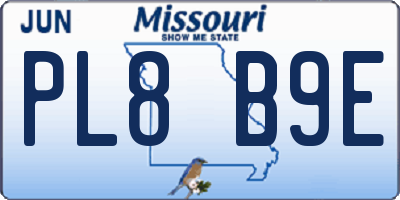 MO license plate PL8B9E