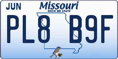 MO license plate PL8B9F
