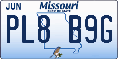 MO license plate PL8B9G