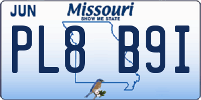 MO license plate PL8B9I