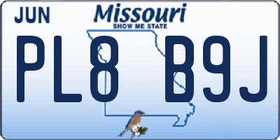 MO license plate PL8B9J