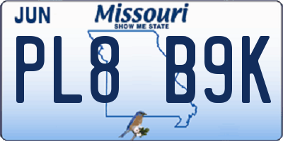 MO license plate PL8B9K