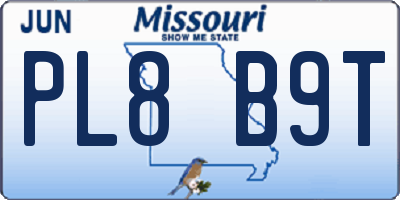MO license plate PL8B9T