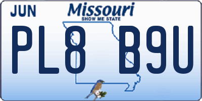 MO license plate PL8B9U