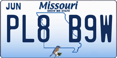 MO license plate PL8B9W