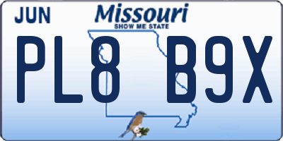 MO license plate PL8B9X