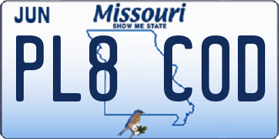 MO license plate PL8C0D