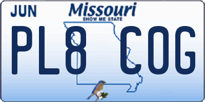 MO license plate PL8C0G