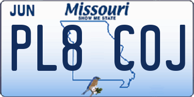 MO license plate PL8C0J