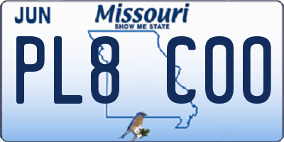 MO license plate PL8C0O
