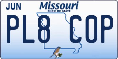 MO license plate PL8C0P
