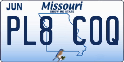MO license plate PL8C0Q