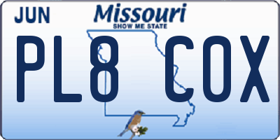 MO license plate PL8C0X