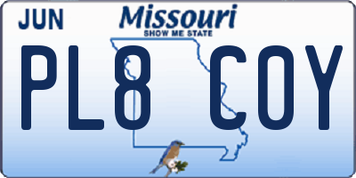 MO license plate PL8C0Y