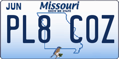 MO license plate PL8C0Z