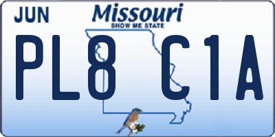 MO license plate PL8C1A
