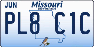 MO license plate PL8C1C