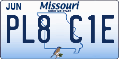 MO license plate PL8C1E