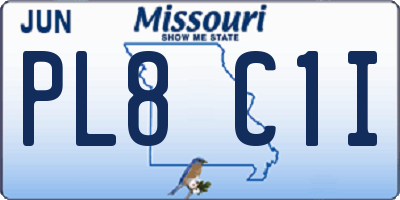 MO license plate PL8C1I