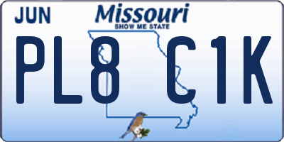MO license plate PL8C1K
