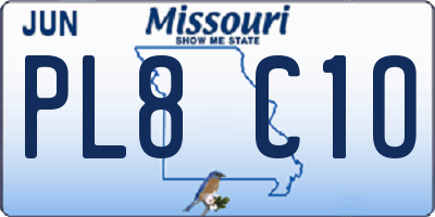 MO license plate PL8C1O