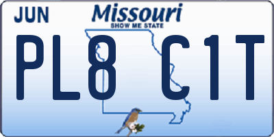 MO license plate PL8C1T