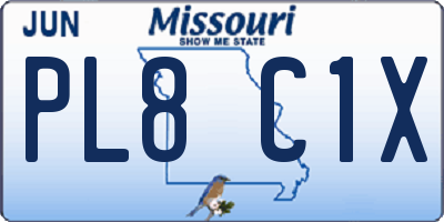 MO license plate PL8C1X