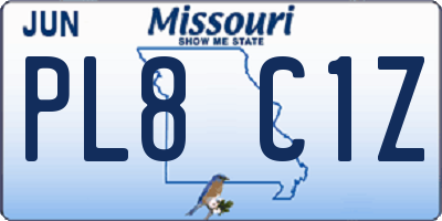 MO license plate PL8C1Z
