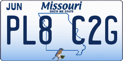 MO license plate PL8C2G