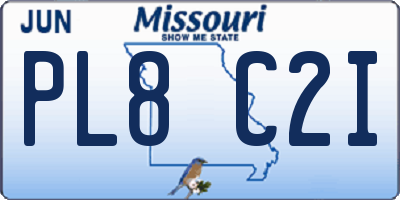 MO license plate PL8C2I