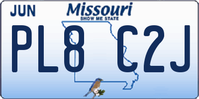 MO license plate PL8C2J