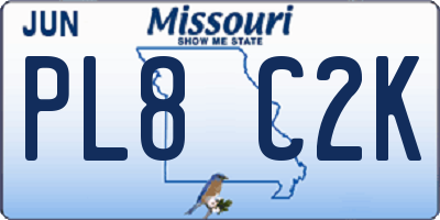 MO license plate PL8C2K