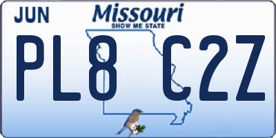 MO license plate PL8C2Z