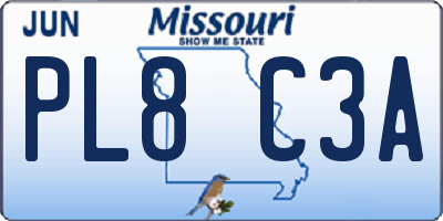 MO license plate PL8C3A