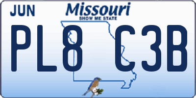 MO license plate PL8C3B