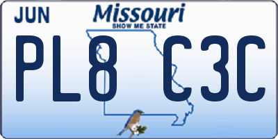 MO license plate PL8C3C