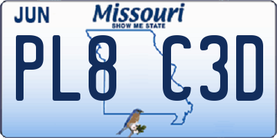 MO license plate PL8C3D