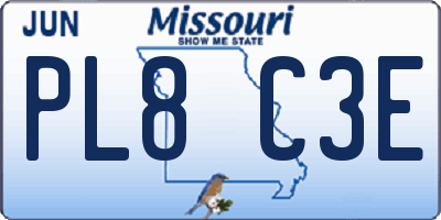 MO license plate PL8C3E