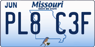 MO license plate PL8C3F