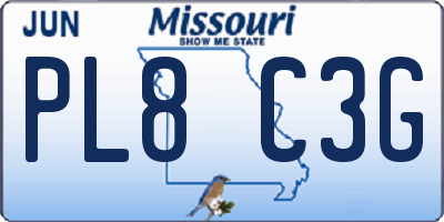 MO license plate PL8C3G