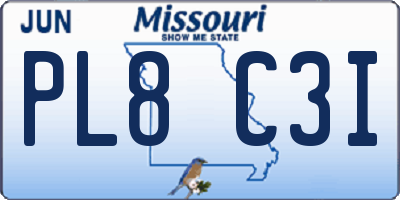 MO license plate PL8C3I