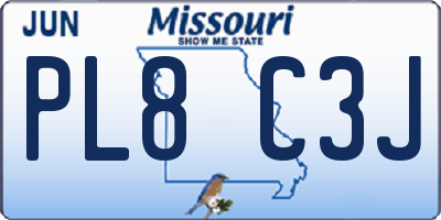 MO license plate PL8C3J