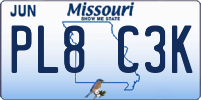 MO license plate PL8C3K